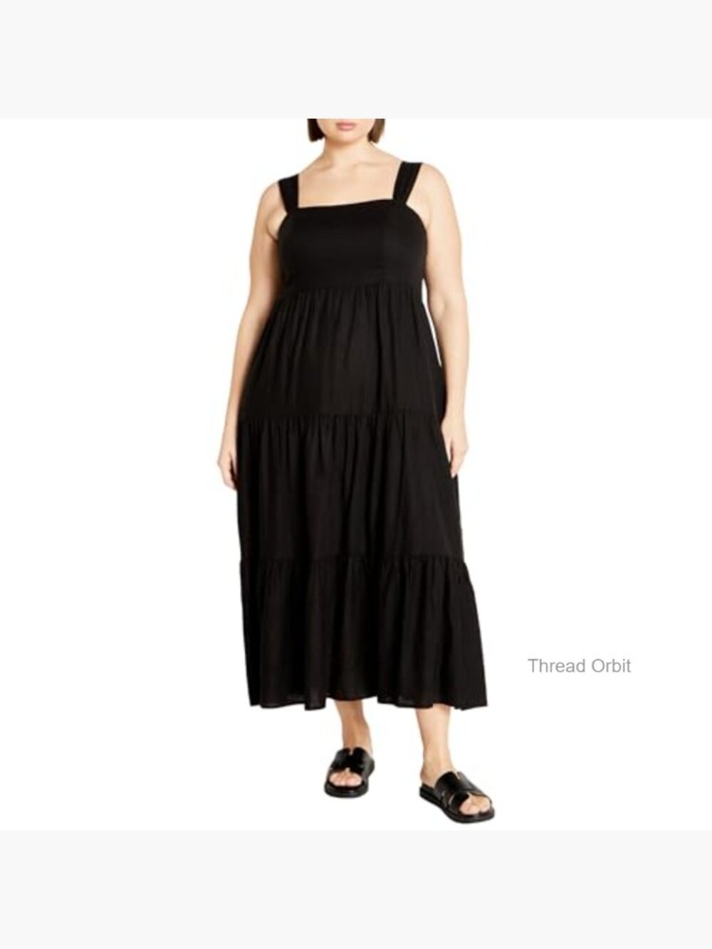 Plus Size Maxi Dress with V Neckline and Longline Hem for Elegant Comfort - Picture 2 of 6